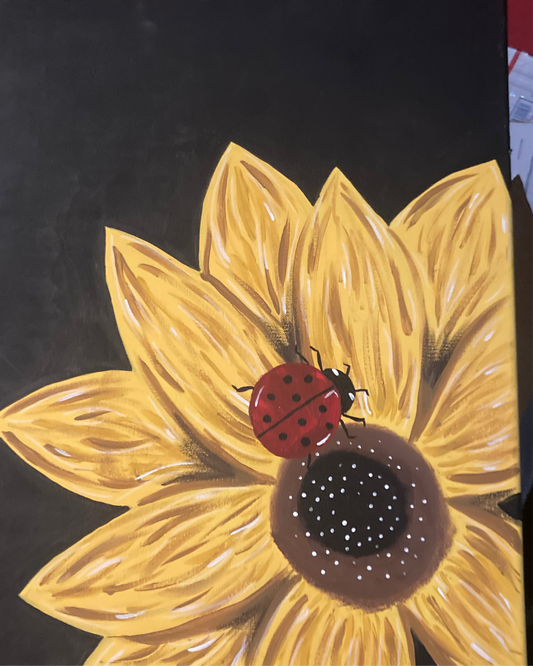 Sunflower and Ladybug Canvas Painting 16x20